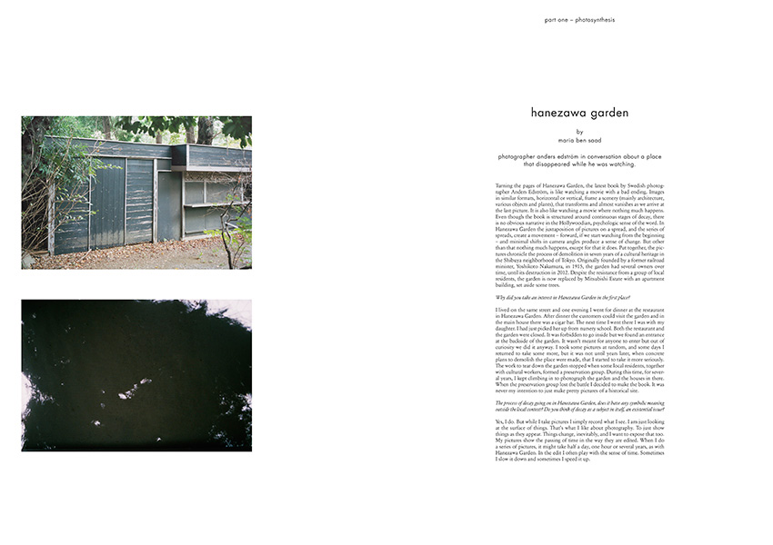 Hanezawa garden. Interview with Photographer Anders Edström