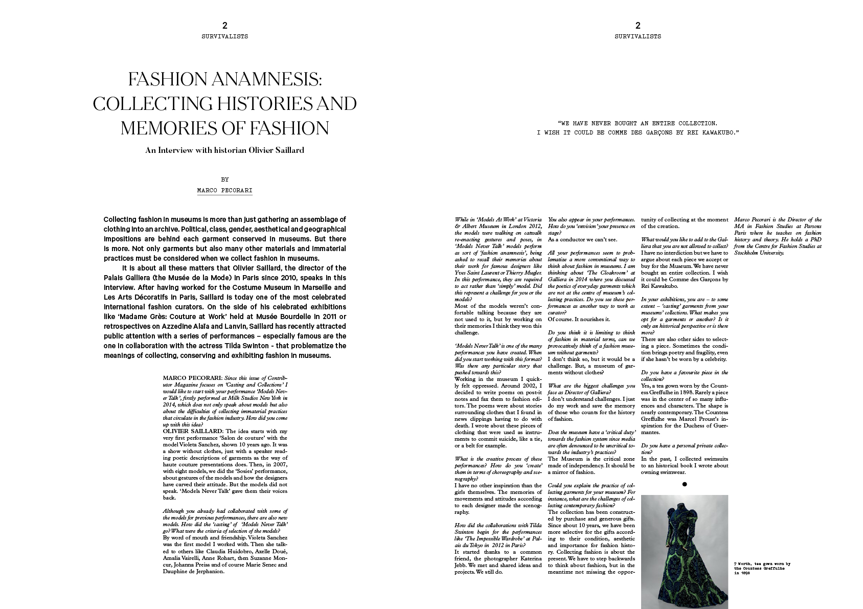 Fashion Anamnesis. Interview with Historian Olivier Saillard